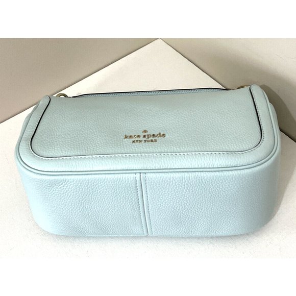 New Kate Spade Smoosh Satchel Crossbody Leather Blue Glow - Picture 6 of 6